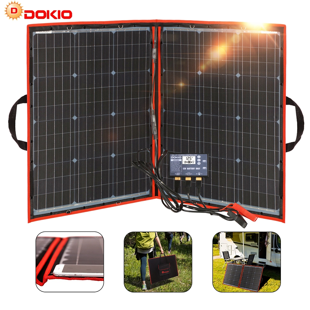 110W (55Wx2PCS) Flexible Foldble Mono Solar Panel 100W for Travel & Boat & RV High Quality Portable Solar Panel