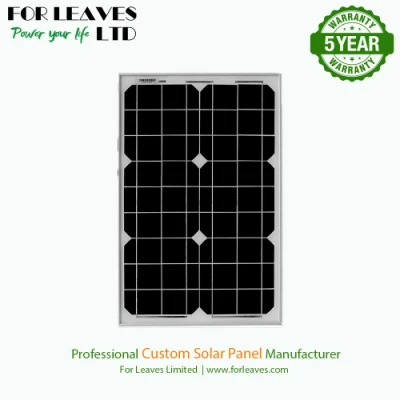 Pequeño panel solar monocristalino fotovoltaico personalizado de 20W 18V